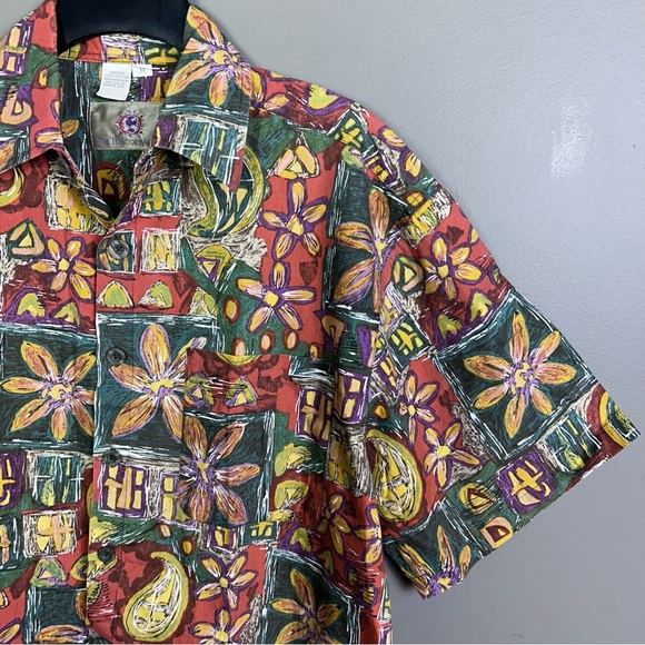 Territory Ahead shirt men's Medium button down pattern Hawaiian dad camp Buffet - Picture 3 of 8